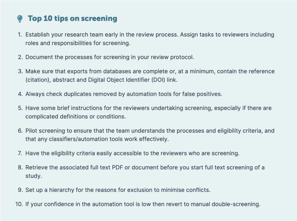 Screening Top Tips